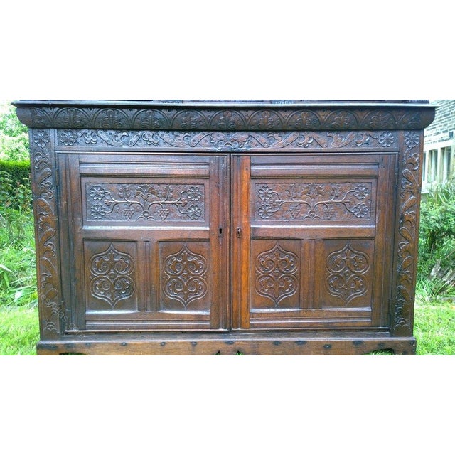 18th Century Queen Anne Oak Court Cupboard For Sale - Image 4 of 6