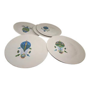 George's Briard Vintage Fancy Free Hot Air Balloon Snack Plates Set of 8
