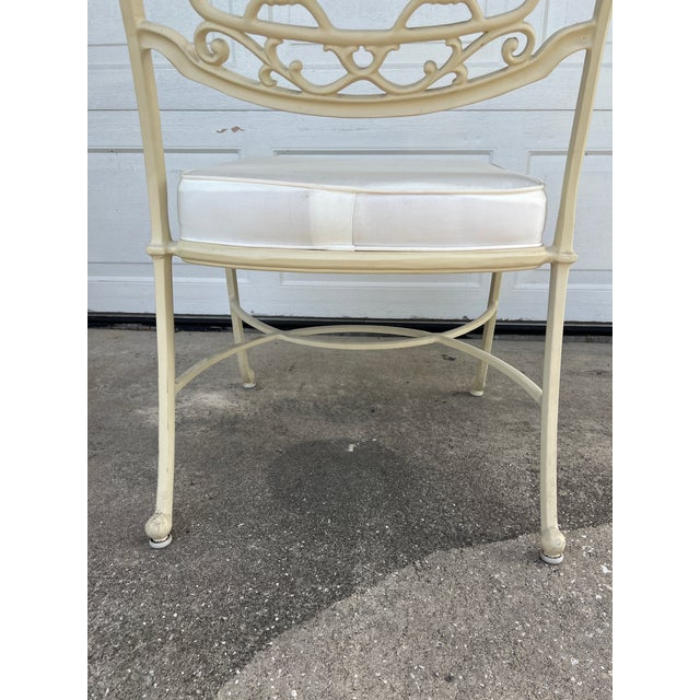 Vintage 1960s Hollywood Regency Style Aluminum Cast Patio Chair For Sale - Image 12 of 14