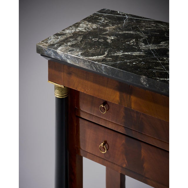 French Empire Mahogany Side Table With Ebonized Columns and Black Marble, Circa 1810 For Sale In Austin - Image 6 of 9