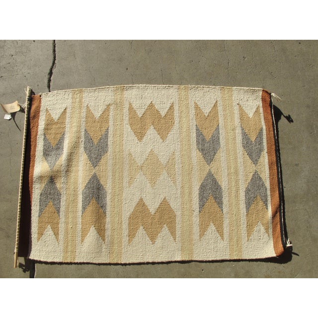 Native American Navajo Sw Native American Vintage Earth Tone Vegetable Dye Wool Chevron Wall Rug For Sale - Image 3 of 6