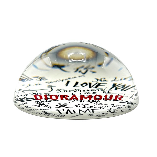 Rare find from Dior- Dioramour glass paperweight with a velvet/felt bottom stamped Dior in silver writing. Measures 3.5”...