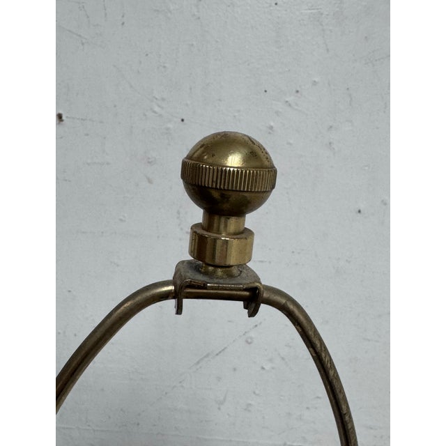 Vintage Etched Glass Table Lamp With Brass Hardware and Base For Sale - Image 10 of 12