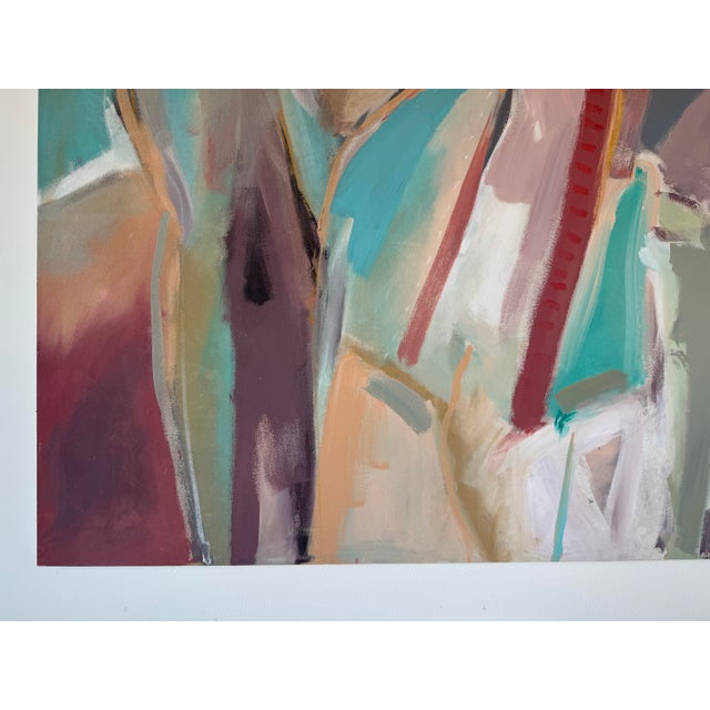 Green Large Vintage Abstract Figurative Acrylic Painting on Canvas by Hamzik For Sale - Image 8 of 11