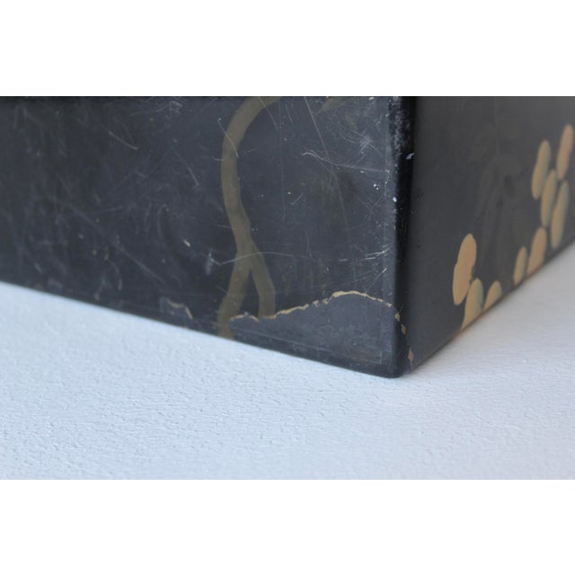 1970s Asian Floral Black Lacquered Pedestal Plant Stand For Sale - Image 11 of 18