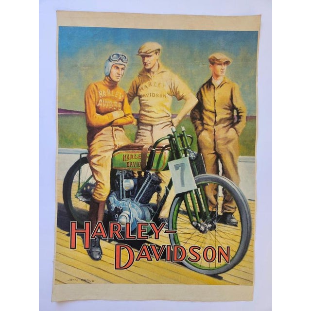 Art Deco Harley Davidson Motorcycle Advertising Poster, 1930s For Sale - Image 3 of 7