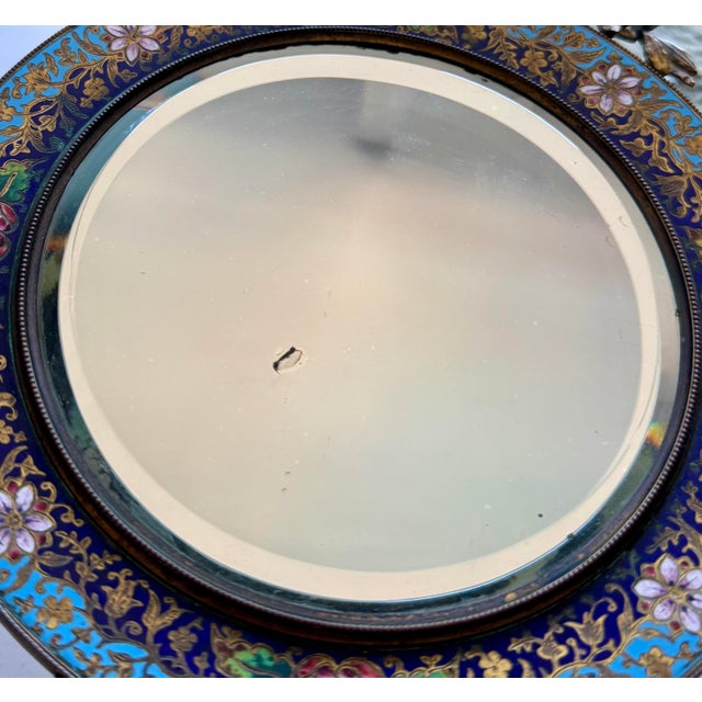Stunning Large Antique French Champleve Brass Hand/Wall Mirror 19th Century 8x15.5” For Sale - Image 9 of 10