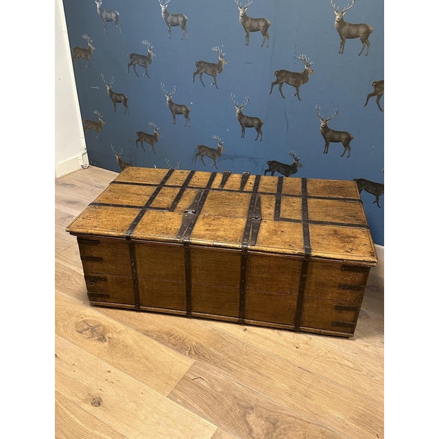 Antique Weathered Teak Chest, 1840 For Sale - Image 4 of 12