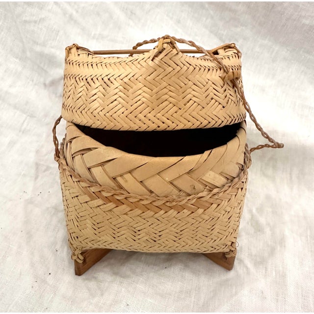 Thai woven bamboo mini sticky rice basket. Super cute for just about anything not just rice. Perfect for cotton balls,...