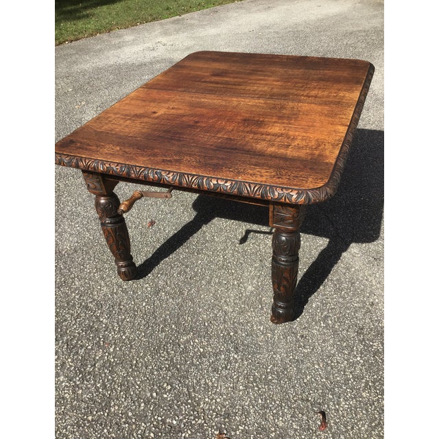 Antique Carved Crank Leafed Dining Table Chairish