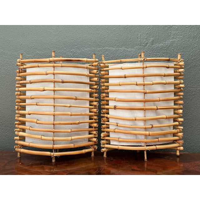 Vintage Stacked Bamboo Lantern Lamps - A Pair For Sale - Image 9 of 12
