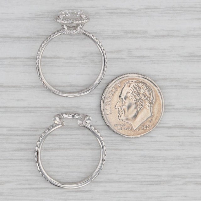 2010s 2.20ctw Round Diamond Halo Engagement Ring Wedding Band Bridal Platinum Egl, Size 6.25 For Sale - Image 5 of 9