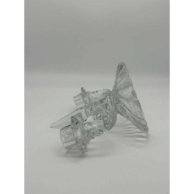 Mid-Century Modern Fostoria "Colony" Double Candlesticks 6½"Tall W/ Center Sphere 8½" Wide - Set of 2 For Sale - Image 3 of 7