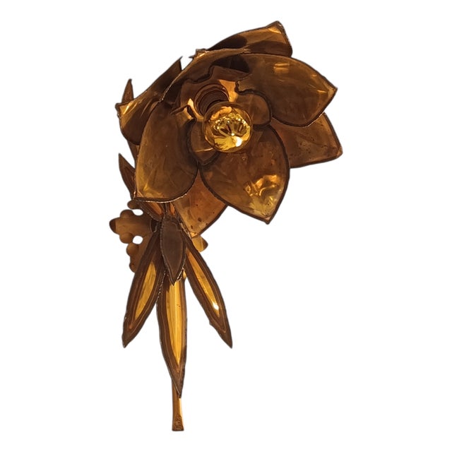 Gilt Brass Floral Wall Sconce from Maison Jansen For Sale