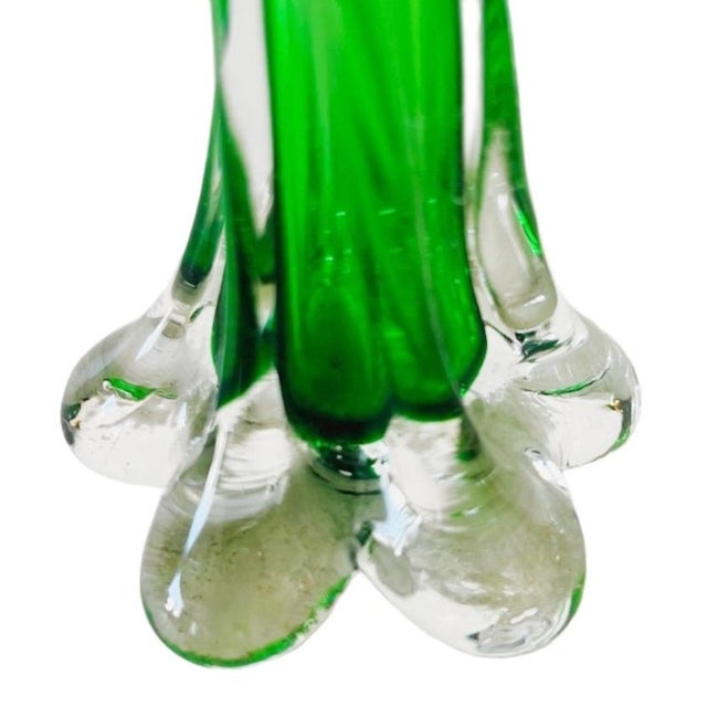 Mid-Century Modern Vintage Twisted Green Glass Vase, 1950s For Sale - Image 3 of 7