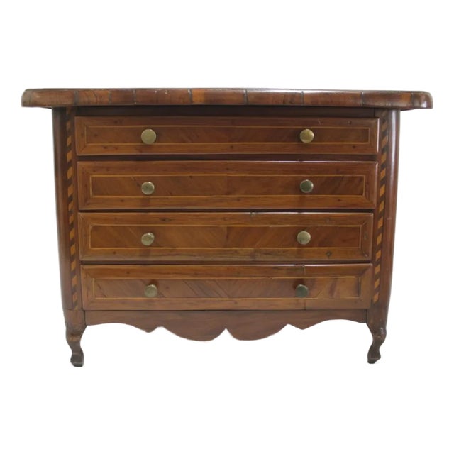 Antique Marquetry Inlaid Wood Miniature Footed Jewelry Box Vanity Chest For Sale