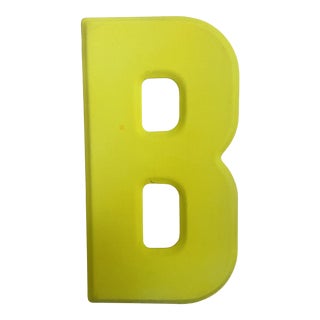 Vintage 1960’s Rustic Neon Green “B” Sign Beveled Letter For Sale