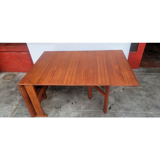 Auburn Huge Mid Century Drop Leaf Teak Table Double Leaf Design Bruno Mathsson Style 9 Feet For Sale - Image 8 of 10