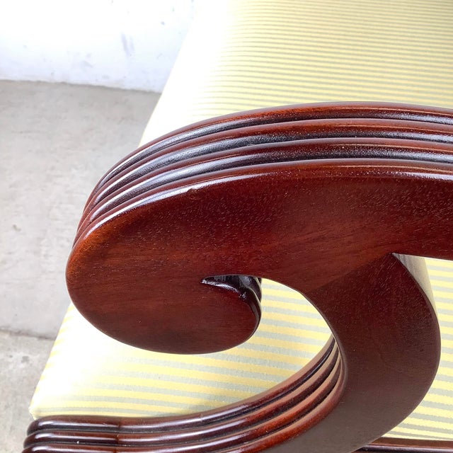 Federal Revival Mahogany Lyre-Back Settee- Neoclassical Bench For Sale - Image 12 of 12