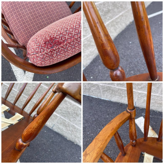 1930s Statton Oldtowne Cherry Rustic Traditional Spindle Lounge Chair For Sale - Image 11 of 13