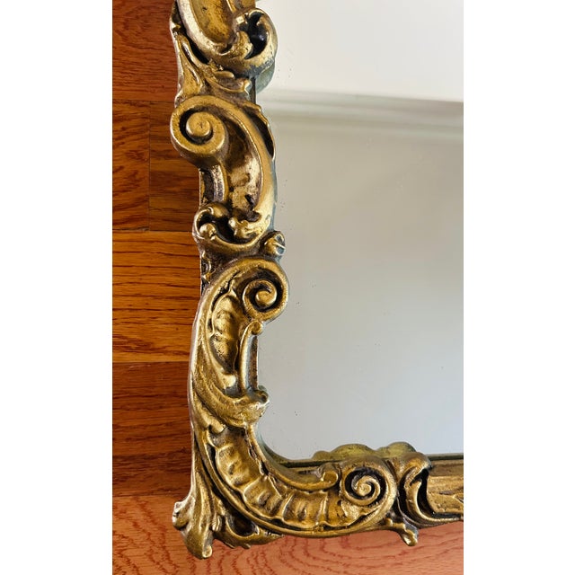 Vintage Rococo Gilt Wood Wall Mirror With Painted Pastoral Scene For Sale - Image 9 of 13