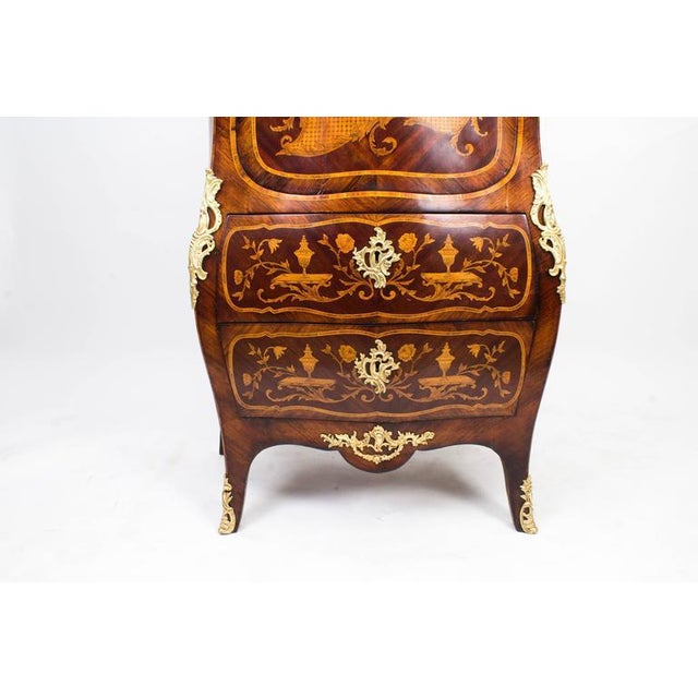 Brown 19th Century French Rococo Revival Marquetry Secretaire For Sale - Image 8 of 9