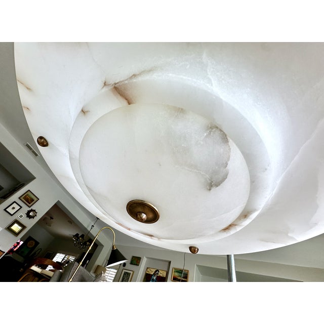 Large French Directoire Style Alabaster Pendant Chandelier For Sale - Image 13 of 17
