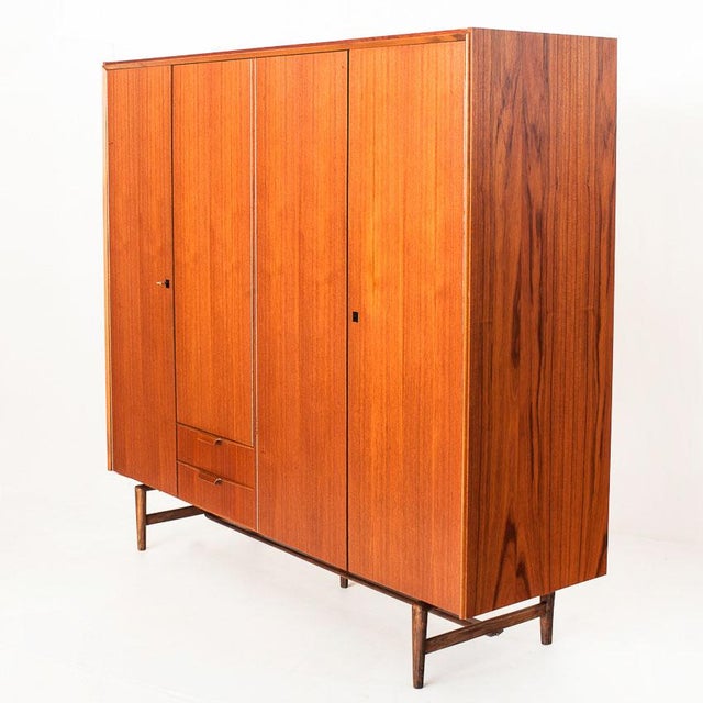1960s Mid-Century Scandinavian Four-Door Wardrobe in Teak, France, 1960s For Sale - Image 5 of 18