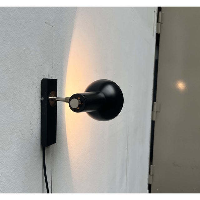 Plastic Mid-Century Modern German Black Minimalist Wall Lamp from Hustadt, 1960s For Sale - Image 7 of 18