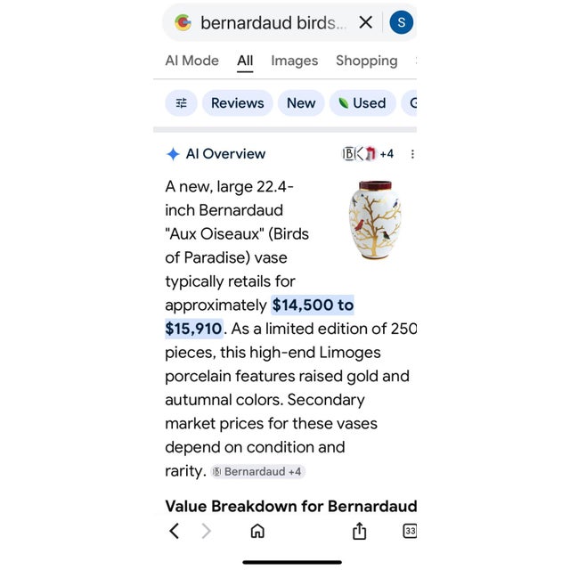 French Bernardaud Birds of Paradise Vase For Sale - Image 3 of 3