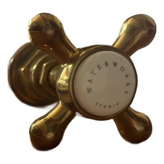 Waterworks Highgate Volume Control Valve Trim With Metal Cross Handle — Unlacquered Brass For Sale
