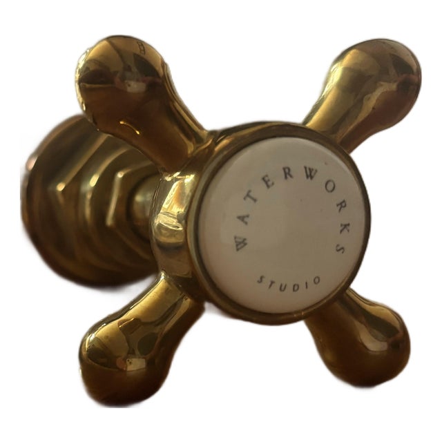 Waterworks Highgate Volume Control Valve Trim With Metal Cross Handle — Unlacquered Brass For Sale