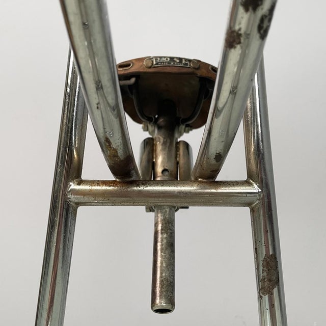 Italian Bar Stool with Brown Leather Bicycle Seat and Chromed Metal, 1970s For Sale - Image 10 of 18