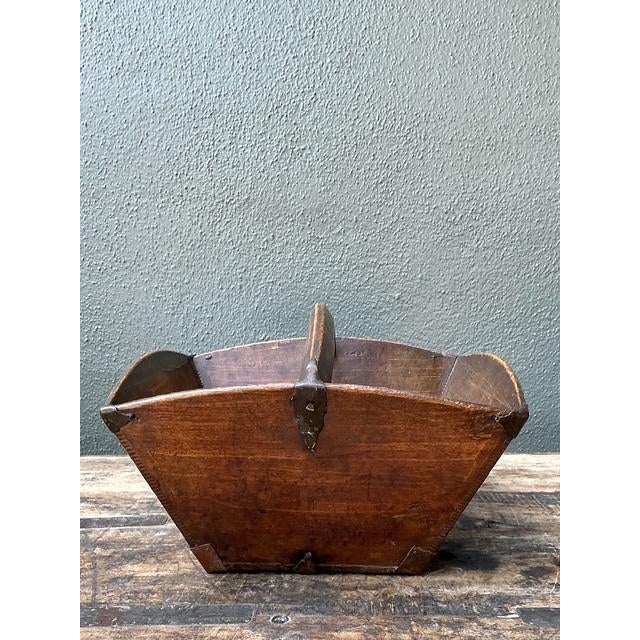 Vintage Hand Made Wooden Basket For Sale - Image 9 of 12