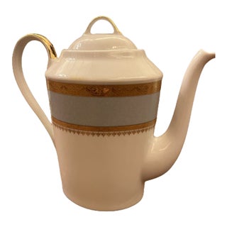 1990s Philippe Deshoulieres Limoges Samarcande Gris/Light Blue Coffee Pot and Lid For Sale