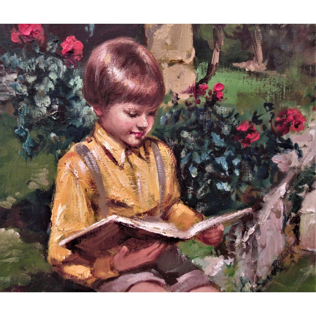 This artwork "Boy Reading" c.1975 is an oil painting on canvas by Italian artist, Franco Rispoli, 1921-1989. It is signed...