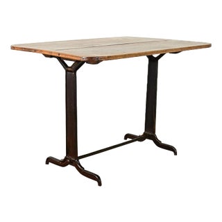 French Early 1900s Bistro Table With Wood Top For Sale
