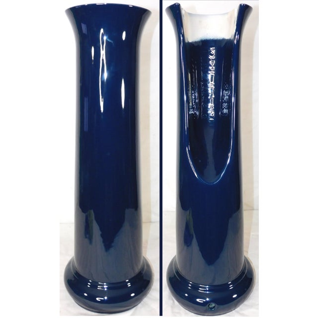 1999 Vintage Kohler Revival Dark Navy Blue Vitreous China Pedestal Sink With Kohler Faucet For Sale - Image 15 of 18
