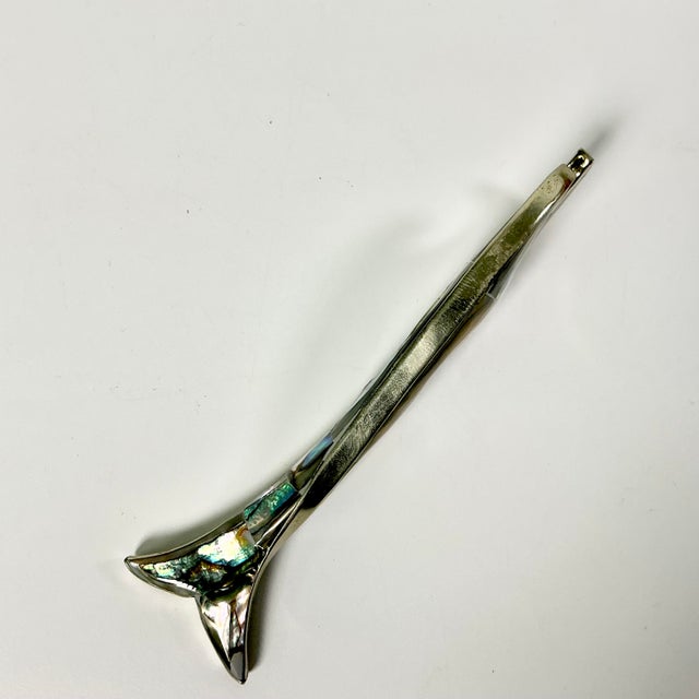 1970s 1970s Vintage Coastal Boho Chic Alpaca Mexico Sterling Silver & Abalone Shell Bottle Opener. For Sale - Image 5 of 12