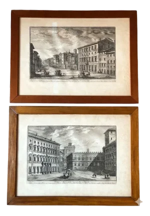Giuseppe Vasi, Views of Rome and Venice, Etchings, 1757, Framed, Set of 2