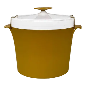 Mid-Century Atomic Mustard Gold Yellow Molded Ice Bucket With Lid