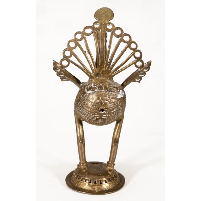 Antique Indian Horse Rider on Wheels & Peacock Bronze Sculpture 20th Century For Sale - Image 9 of 9