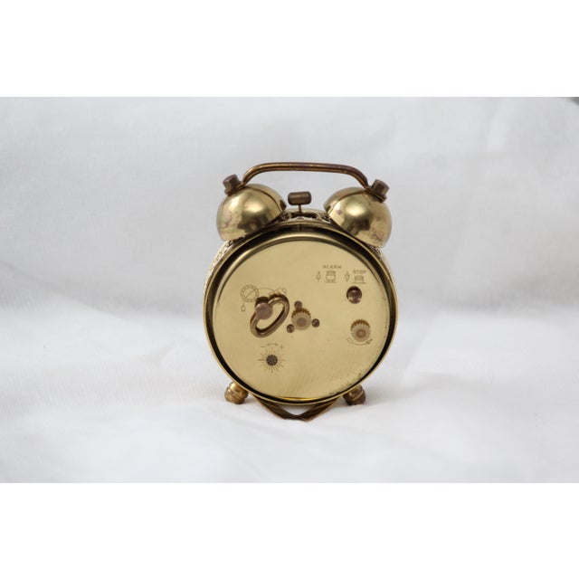 Gold Alarm Desk Clock in Brass, 1970s For Sale - Image 10 of 15