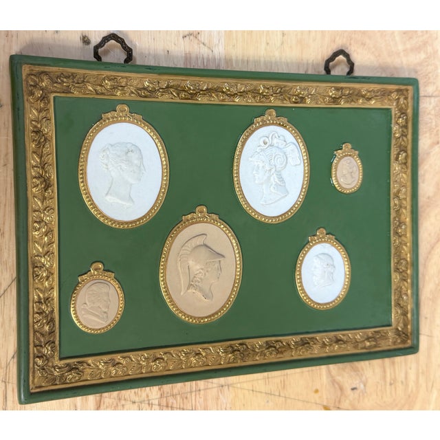 Pair of Italian Grand Tour–Style Green & Gilt Jasperware Intaglio Wall Plaques For Sale - Image 13 of 13