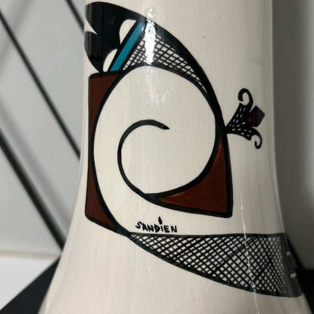 Vintage Sandien Signed Hopi Ceramic Tower Bell 13" - Large Abstract Owl Motif For Sale - Image 10 of 12