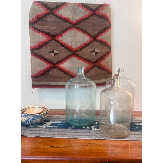 Wood Vintage Hand Blown Glass Demijohns- Set of 3 For Sale - Image 7 of 8