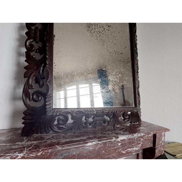 Neo-Gothic Mirror in Carved Oak, 1940 For Sale - Image 6 of 14