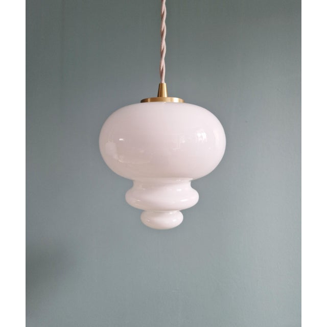 1960s Scandinavian Pendant Lights in White Opaline Glass, 1960s, Set of 3 For Sale - Image 5 of 17