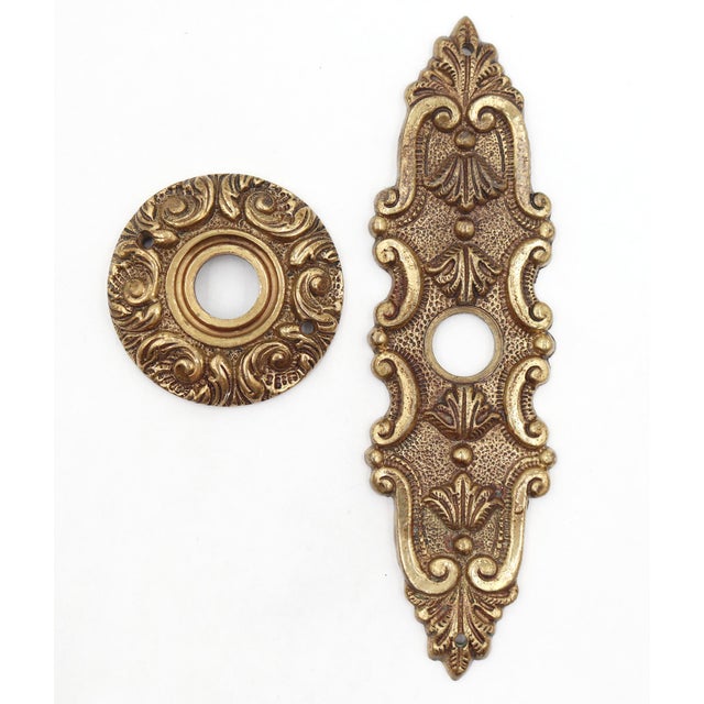 Metal Victorian Brass Knob & Swan Lever Passage Door Set For Sale - Image 7 of 8