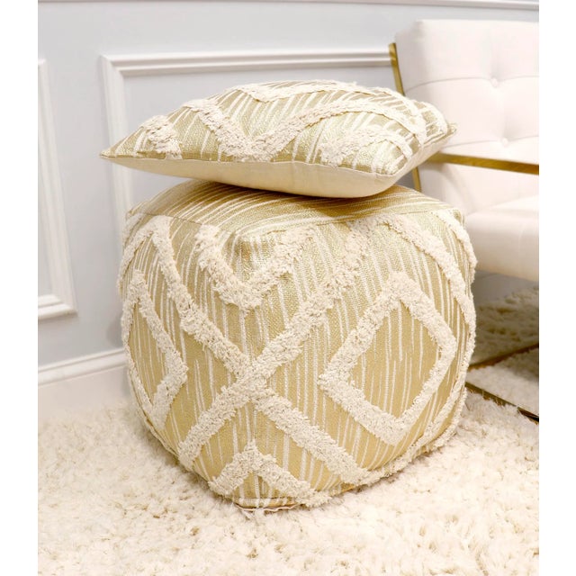 Pasargad Home Grandcanyon Gold Cotton Pouf For Sale - Image 4 of 11